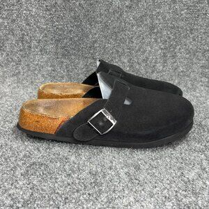 Betula By Birkenstock Black Suede Clogs Women's 6N Slip On Comfort Casual Slides